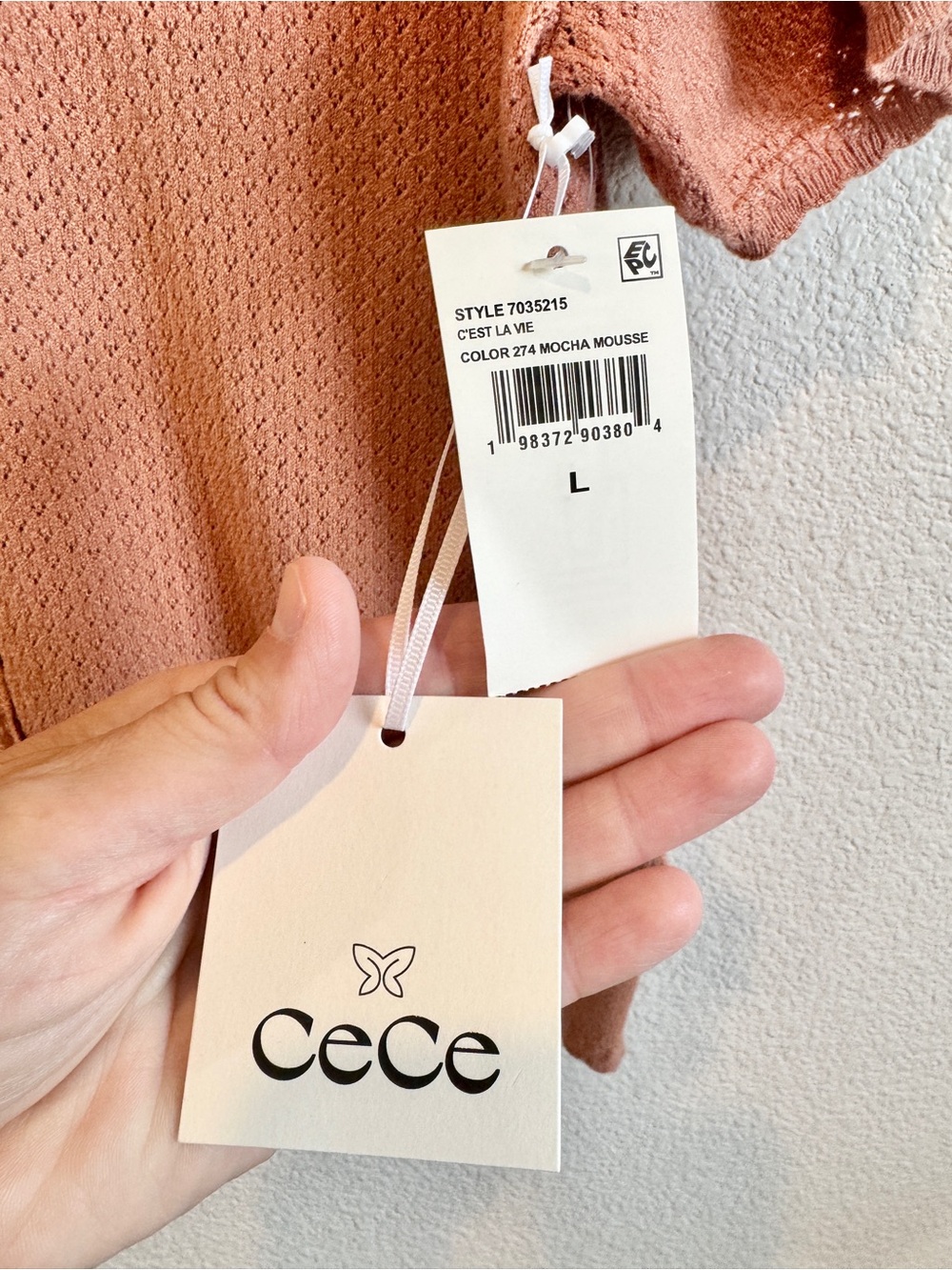 CeCe C’est La Vie Puff Sleeve Cardigan NWT Mocha Mousse Brown Balletcore L H39 - Picture 5 of 10
